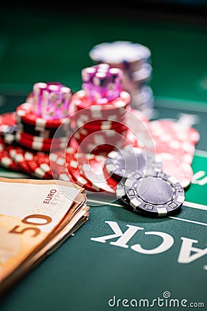 Casino purple dice Stock Photo
