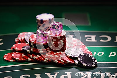 Casino purple dice Stock Photo