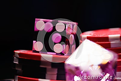 Casino purple dice Stock Photo