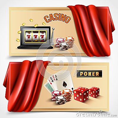 Casino Realistic Banner Set Vector Illustration