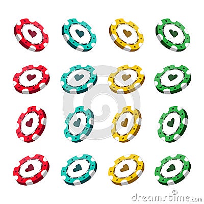 Casino realistic chips for poker or roulette. Vector illustration Vector Illustration