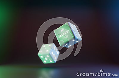 Casino rolling dice on gambling nightlife background with jackpot and lucky concept. Realistic 3D rendering and space for design Stock Photo