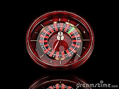 Casino roulette wheel on black background. 3d rendering realistic illustration. Online casino roulette gambling concept Cartoon Illustration