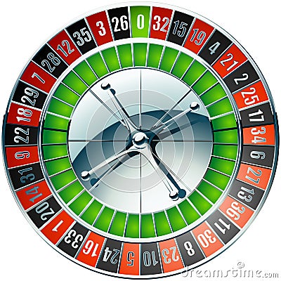 Casino roulette wheel with chrome elements Vector Illustration