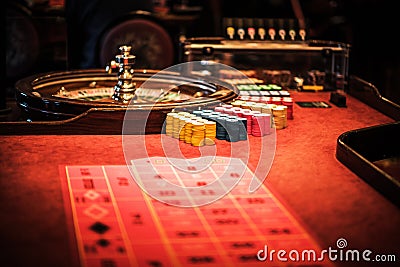 Casino Roulette Wheel Table Stock Photo