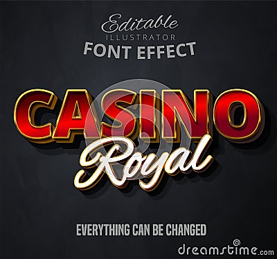 Casino royal text, editable font effect Vector Illustration