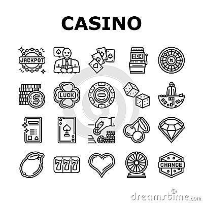 casino slot game jackpot poker icons set vector Vector Illustration