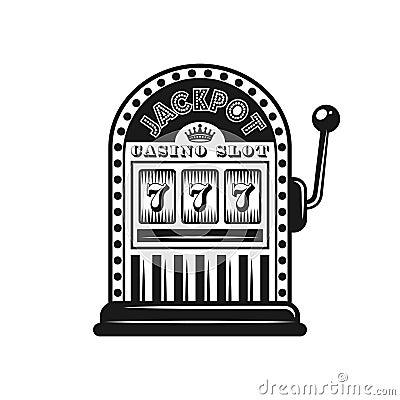 Casino slot machine vector monochrome style object Vector Illustration