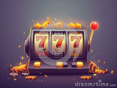 Casino slot machine wins the jackpot. Golden jackpot. illustration Generative AI Cartoon Illustration