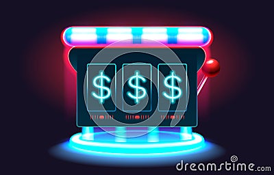 Casino slots machine winner, fortune of luck, 777 win banner. Vector Vector Illustration