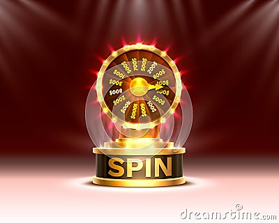 Casino spin colorful fortune wheel. scene background. Vector Illustration