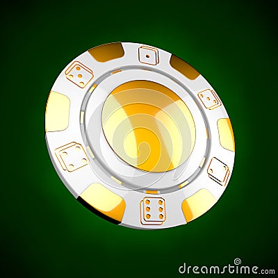 Casino token. Classic casino game 3D chips. Gambling concept, white poker chips with golden design elements Stock Photo