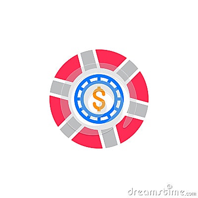 Casino token, gaming chip icon vector, filled flat sign, solid c Vector Illustration