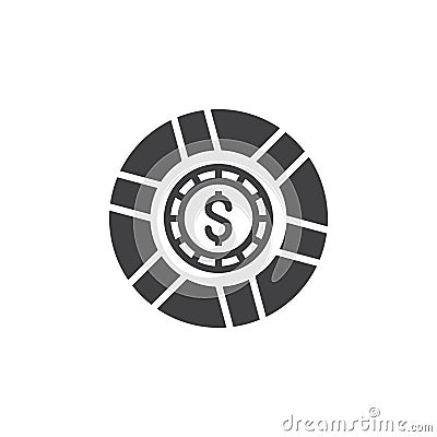 Casino token, gaming chip icon vector, filled flat sign, solid p Vector Illustration