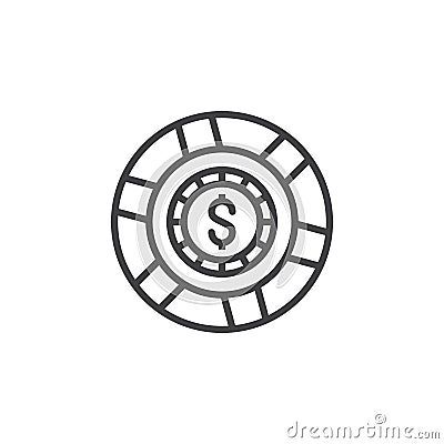 Casino token, gaming chip line icon, outline vector sign, linear Vector Illustration