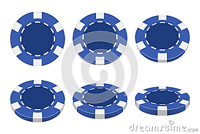 Casino token. Poker gambling blackjack chips items for winners decent vector realistic colored coins Vector Illustration