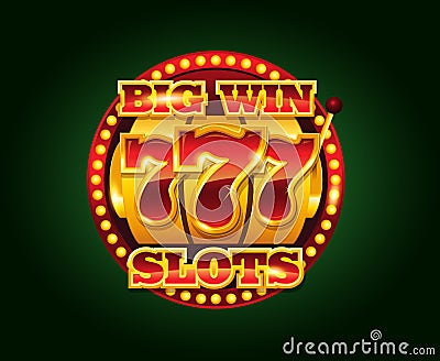 Casino vector golden slots machine with 777 numbers Vector Illustration