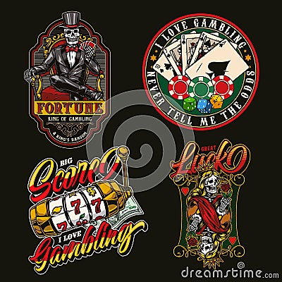 Casino vintage emblems Vector Illustration