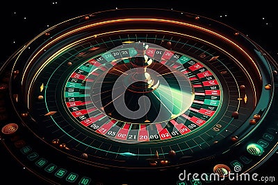 Casino. Wheel of fortune. Roullette. Gambling game created by generative AI Stock Photo