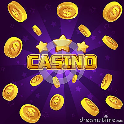 Casino winner background. Gold coins illustration Vector Illustration