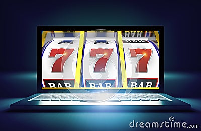 Casinos Slot Machine Online Games Laptop Concept Stock Photo