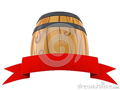 Cask with blank red ribbon Cartoon Illustration