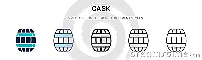 Cask icon in filled, thin line, outline and stroke style. Vector illustration of two colored and black cask vector icons designs Vector Illustration