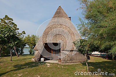 Casoni (fishing huts) in Caorle Stock Photo