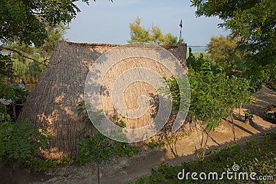 Casoni (fishing huts) in Caorle Stock Photo