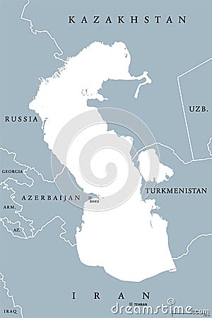 Caspian Sea region political map Vector Illustration