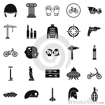 Casque icons set, simple style Vector Illustration