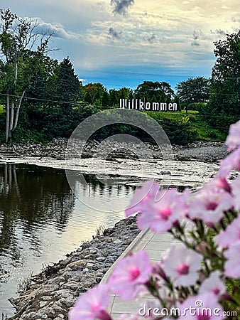 Cass River Rock Dam rock ramp in Frankenmuth, Michigan Stock Photo