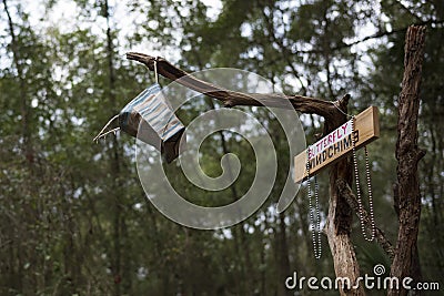 The hidden Fairy Trail of Horseshoe Park filled with colorful fairy wings, gnomes, flowers, and fairy dust Editorial Stock Photo