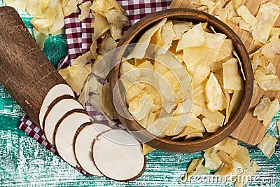 Cassava Manioc Esculenta Snacks Fried Yuca Flakes Stock Photo