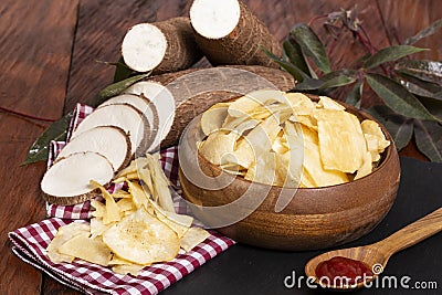 Cassava Manioc Esculenta Snacks Fried Yuca Flakes Stock Photo