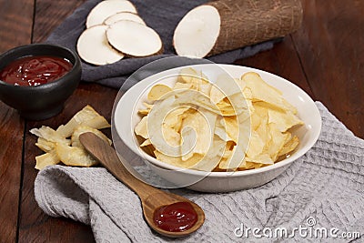 Cassava Manioc Esculenta Snacks Fried Yuca Flakes Stock Photo