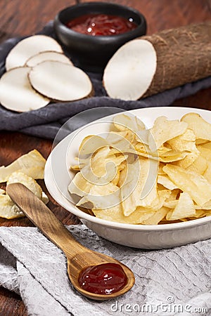 Cassava Manioc Esculenta Snacks Fried Yuca Flakes Stock Photo