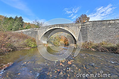 The Casselman River Bridge in Fall Stock Photo