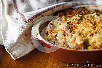 Casserole with cheese Stock Photo