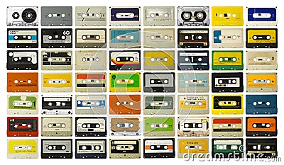 Cassette collection vintage music tapes Stock Photo