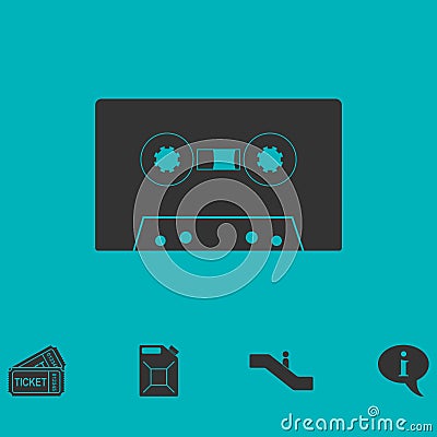 Cassette icon flat Vector Illustration