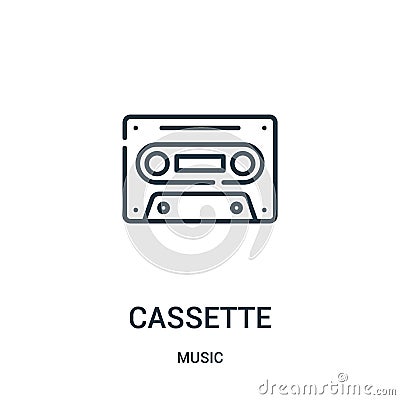 cassette icon vector from music collection. Thin line cassette outline icon vector illustration Vector Illustration