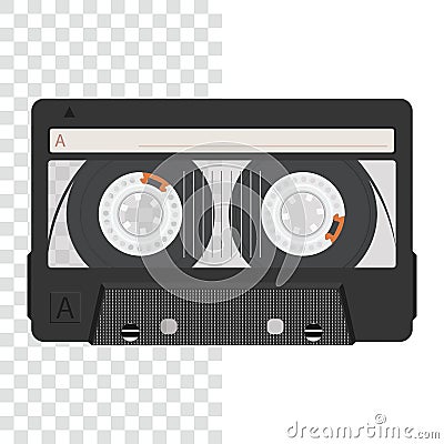 Cassette tape. Realistic retro audio cassette tape. Transparent Background. Vector Illustration