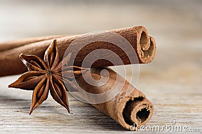 Cassia also known as Cinnamomum Chinese and Star Anise Stock Photo