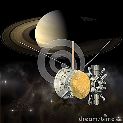 Cassini mission orbiter closing Saturn Stock Photo