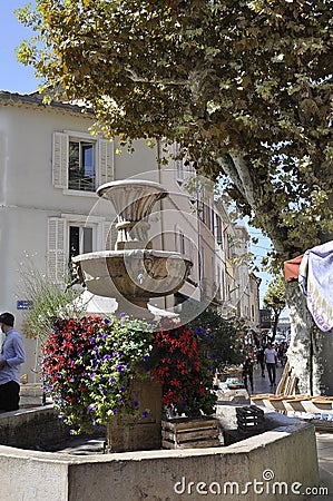 Cassis, 8th september: Monumental Fountain in Place Republique Square in Downtown area of Cassis in Provence France Editorial Stock Photo