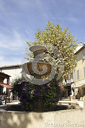 Cassis, 8th september: Monumental Fountain in Place Republique Square in Downtown area of Cassis in Provence France Editorial Stock Photo