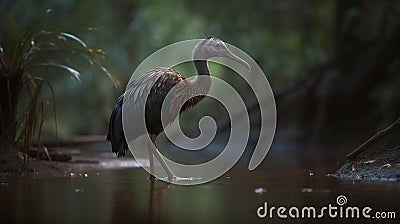 Cassowary is walking in a small river Stock Photo