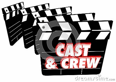 Cast and Crew Film Credits Movie Clapper Boards Stock Photo