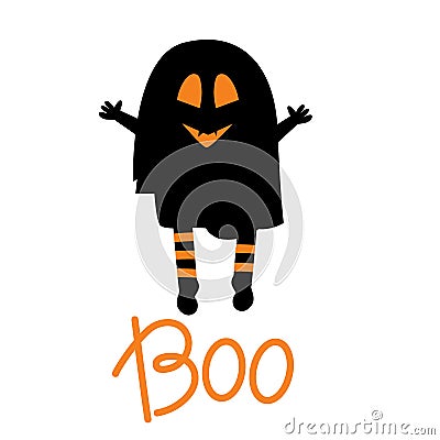 A cast with the inscription boo is isolated on a white background. Vector illustration for the Halloween holiday in a Vector Illustration